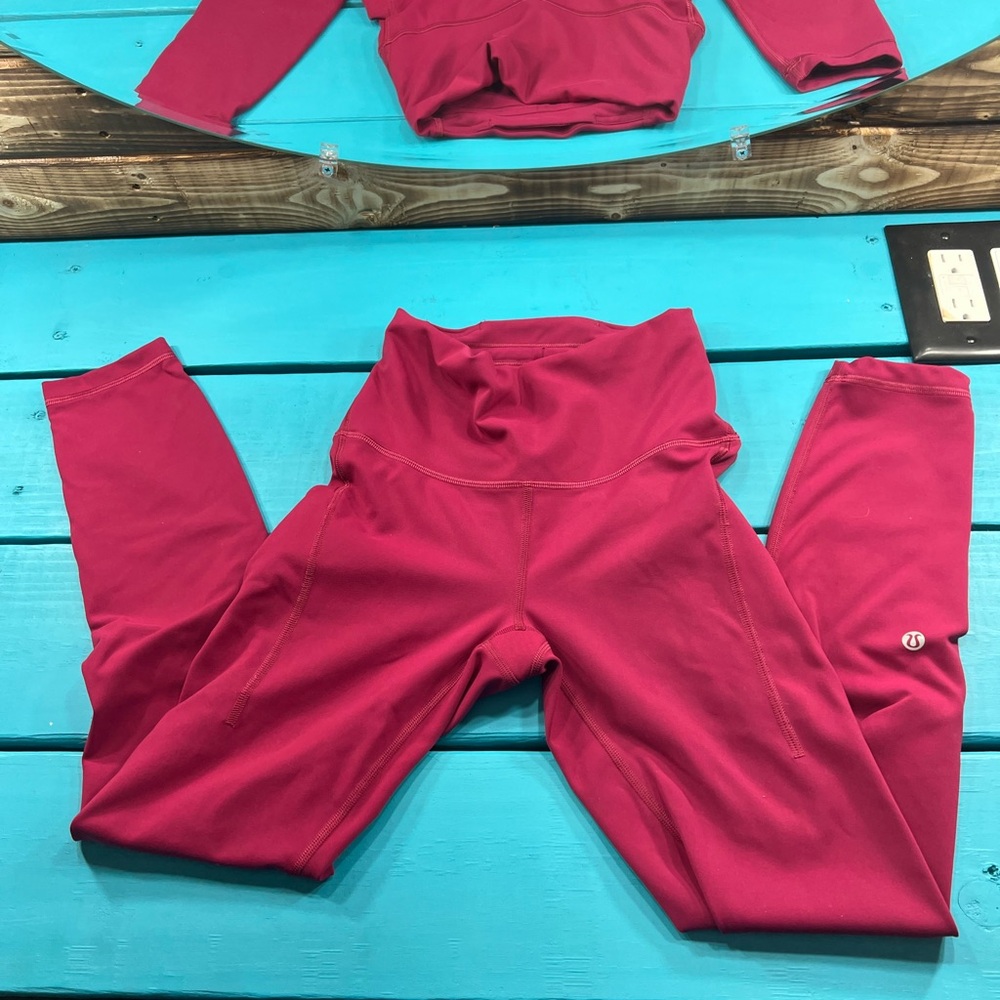 Lululemon Wunder Train Burgundy Bay Leggings